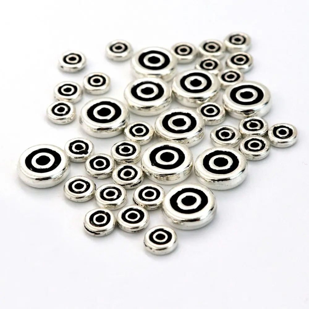50PCS Tibaten Silber Runde Lose Dichtung Metall Spacer Perlen Für Schmuck Machen Diy Armband Halskette Zubehör Finden Großhandel