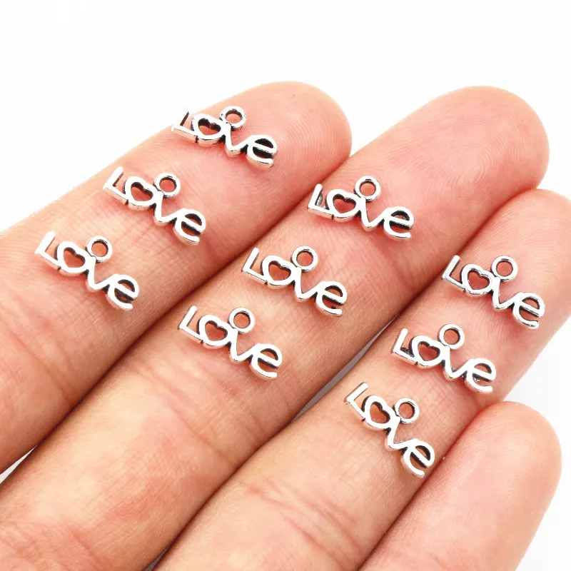 50pcs 6x12mm Antike Silber Überzogene LIEBE Brief Charms Anhänger DIY Schmuck Machen Zubehör Für Halskette Armband erkenntnisse