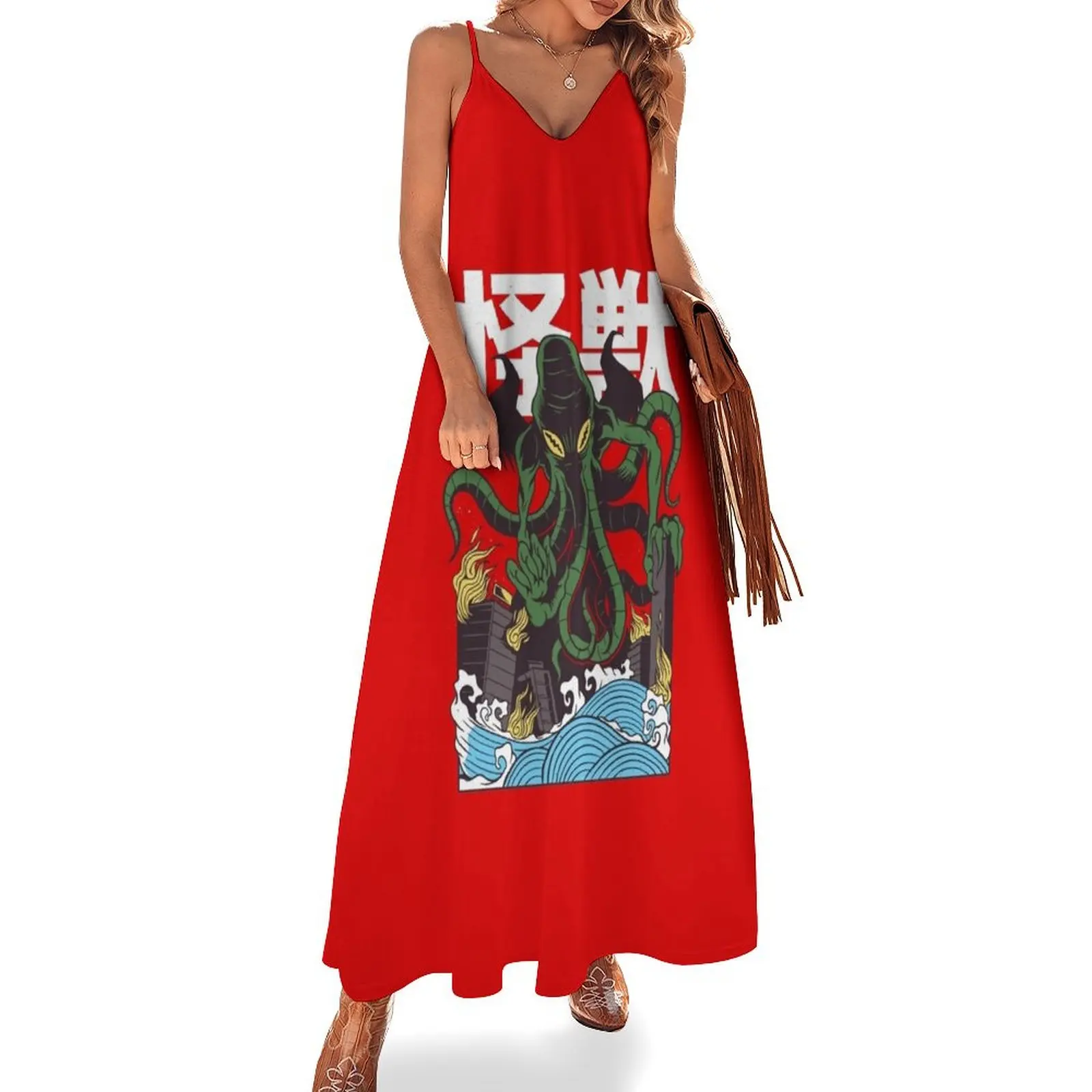 Japanese Cthulhu Sleeveless Dress summer dress daily Dress vintage evening woman