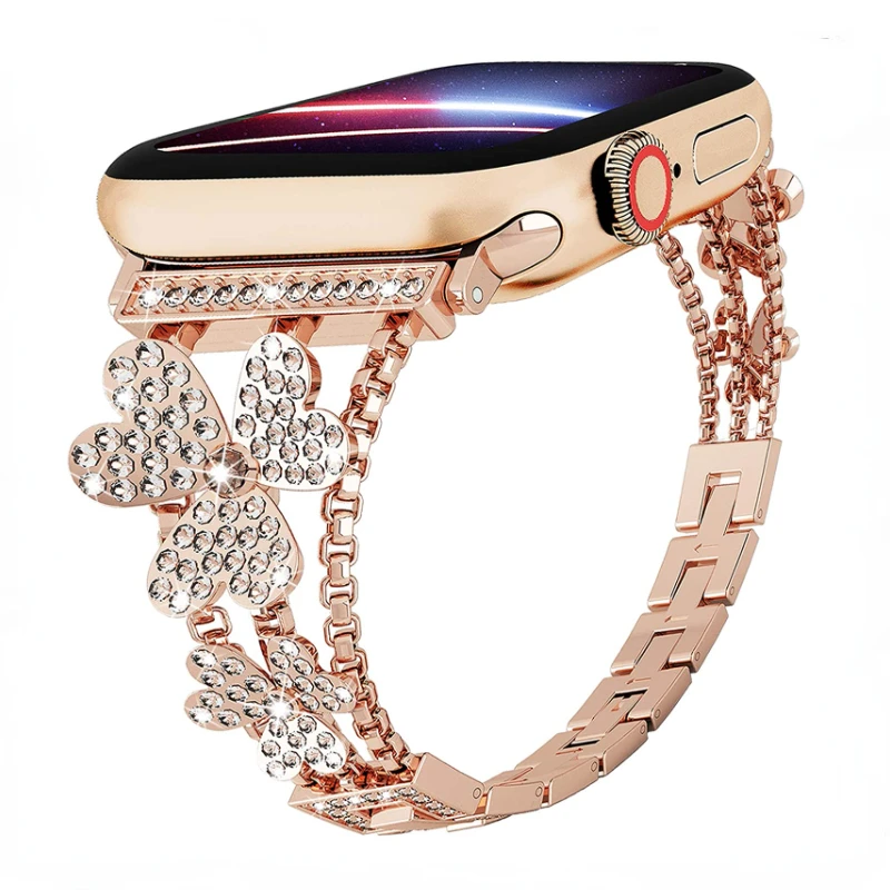 

Metal Strap For Apple watch band 44mm 45mm 41mm 40mm 42mm Women Diamond Bracelet Wristband For iWatch Ultra 8 7 6 5 4 SE Correa