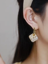  Korea's new design fashion jewelry 14K gold plated geometric zircon pendant earrings luxury women's wedding party accessories 