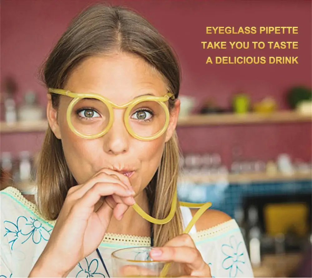 Straw Glasses Funny Soft PVC Glasses Flexible Drinking Straws