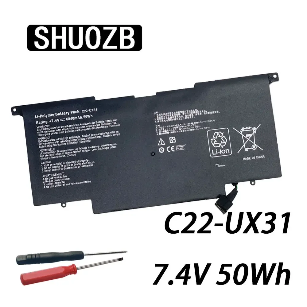 

SHUOZB C22-UX31 Laptop Battery For ASUS Zenbook UX31 UX31A UX31E UX31E-DH72 C22-UX31 C23-UX31 7.4V 50WH 6840mAh