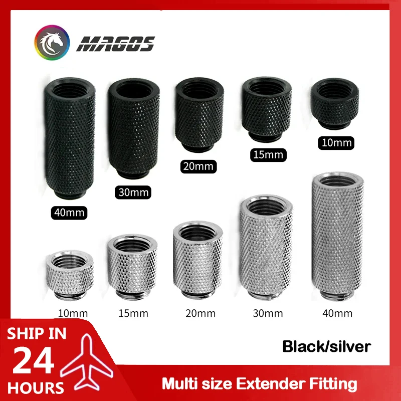 Extender šroubení 10mm 15mm 20mm 30mm 40mm M-F G1/4 černá / stříbro nikl pro počítač voda chladící konektor