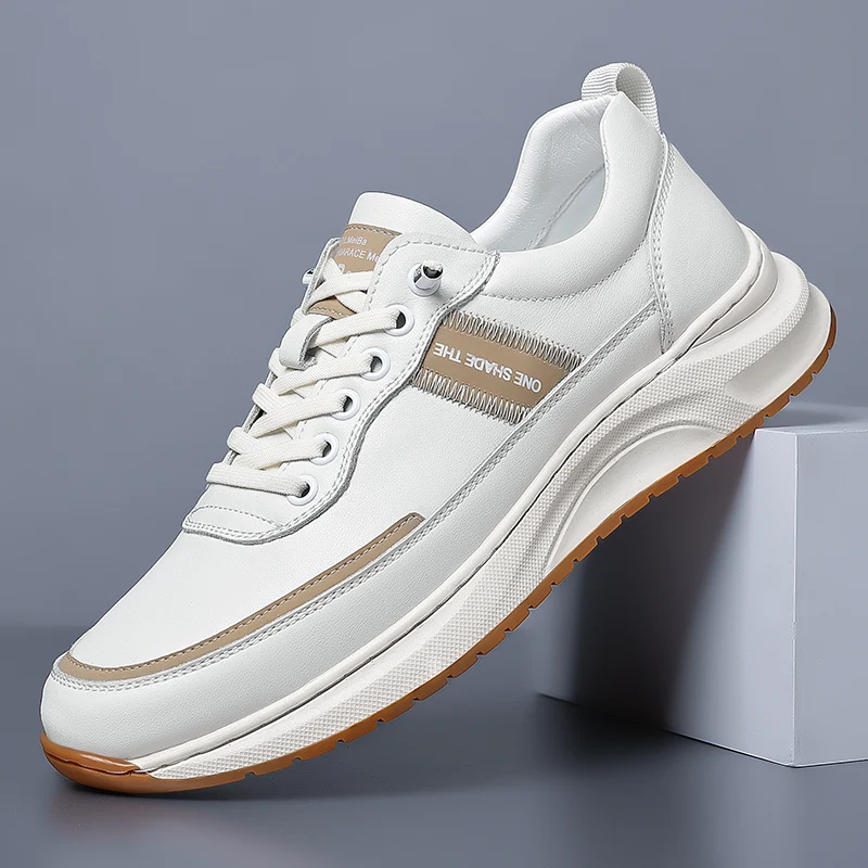 

Men's Luxury Brand Shoes outdoor fashion Casual black White Sneakers Summer Shoes Man Lace-up genuine Leather Flat Shoes men