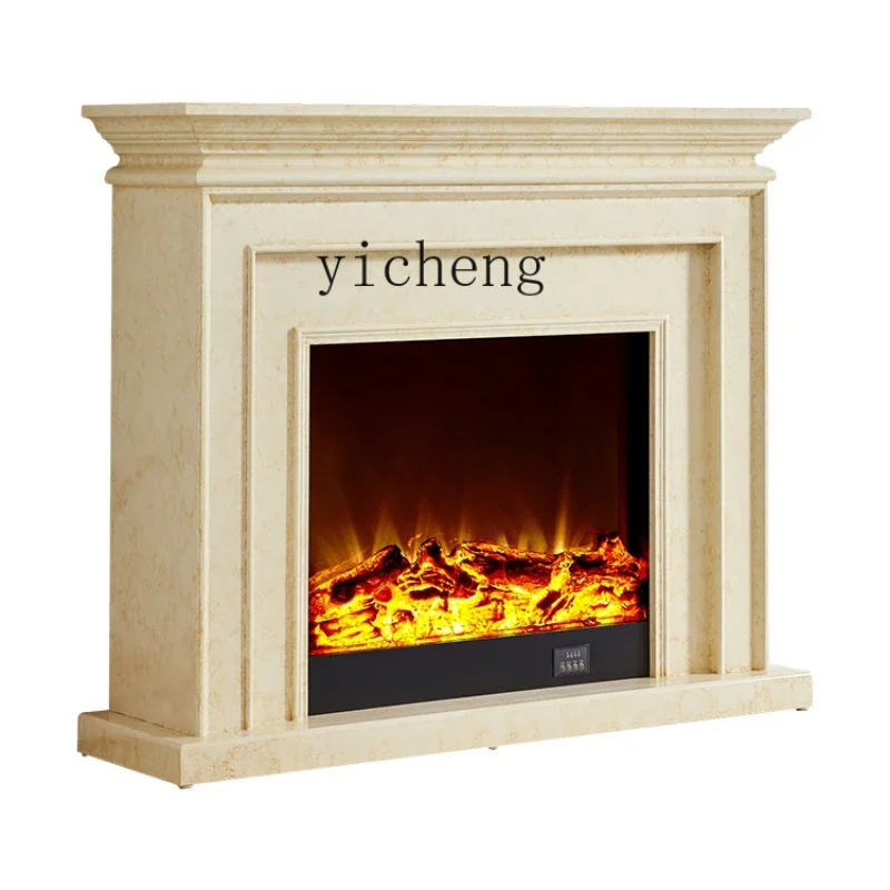 

ZK Fireplace Simulation Flame Simple Imitation Marble European Style Fireplace Curio Cabinet Household