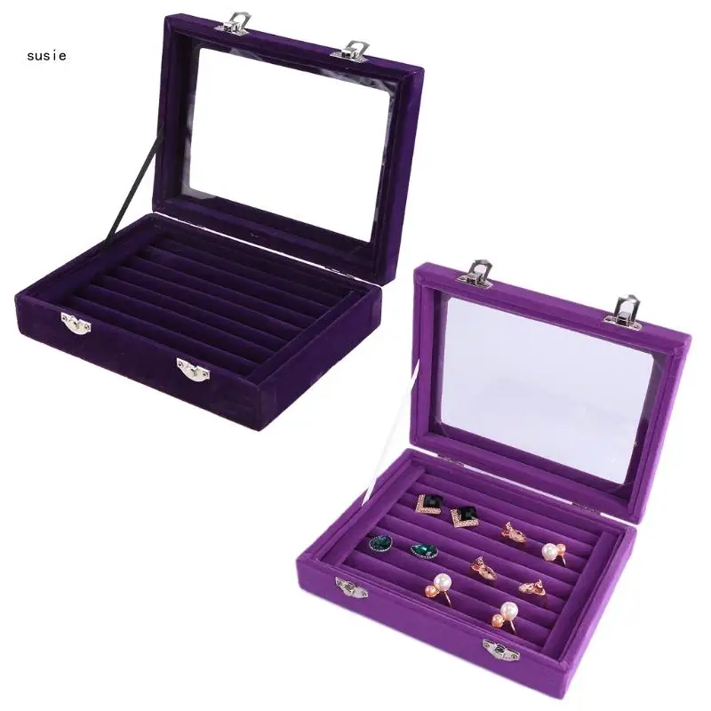 

X7YA Clear Lid Earring Storage Earrings Box Holder for Case for Jewe