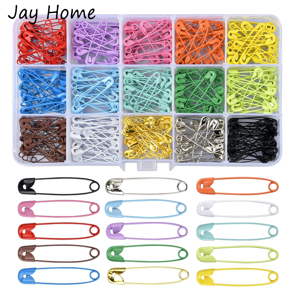 300PCS Colored Safety Pins Metal Clothing Fastening Clip Pins