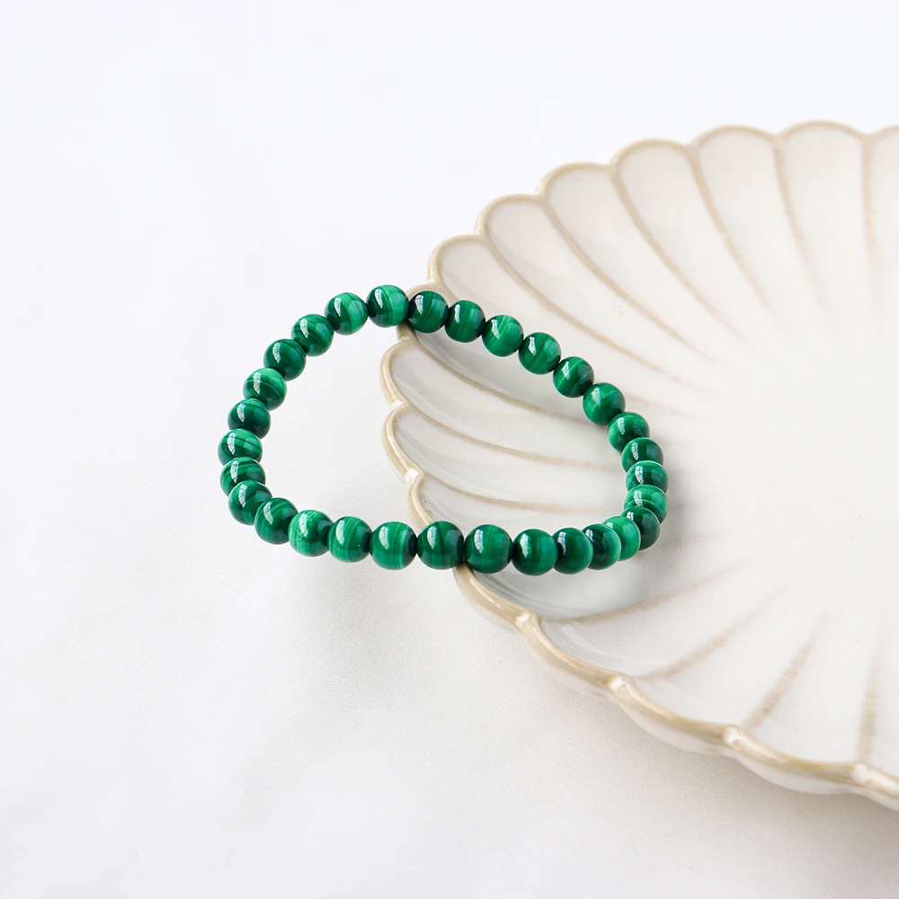 6mm Natural Stone Malachite Beads Bracelet Crystal Quartzs Jewelry Bangle Yoga For Women Me 1PC