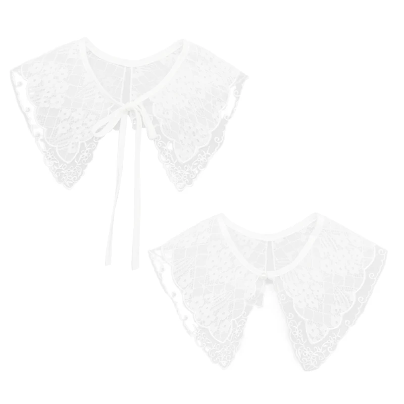 

Simple White Hollow Out Brim Decorative Bridal Collar Sweater Dress Clothes Sewing Collar Lace Floral Pattern Diy Fake Collar