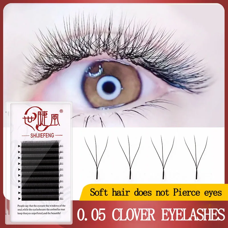 

0.05 Clover grafting Eyelashes extension cluster single natural false eyelashes bundle soft thick natural non-loose roots