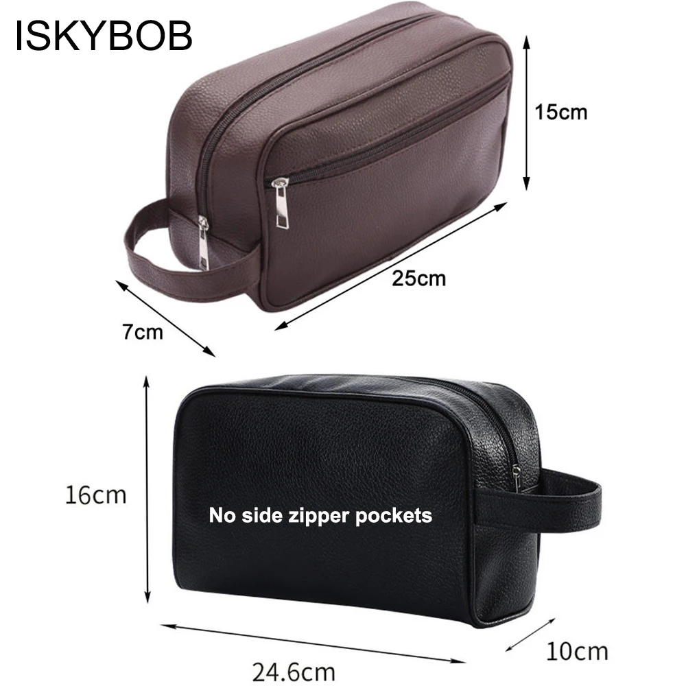 Men Travel Cosmetic Bag Zipper Makeup Bags PU Leather Travel toiletry bag Cosmetics Organizer Storage Pouch Large Capacity New 5