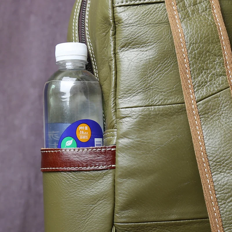 حقيبة ظهر من الجلد الطبيعي للرجال ، حقيبة كمبيوتر محمول بسيطة وعصرية مقاس 15 بوصة على شكل كتاب بطبقات من جلد البقر