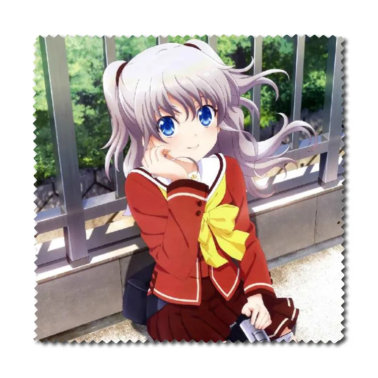 1pc Anime Charlotte Tomori Nao Flannel Glasses Clean Cloth