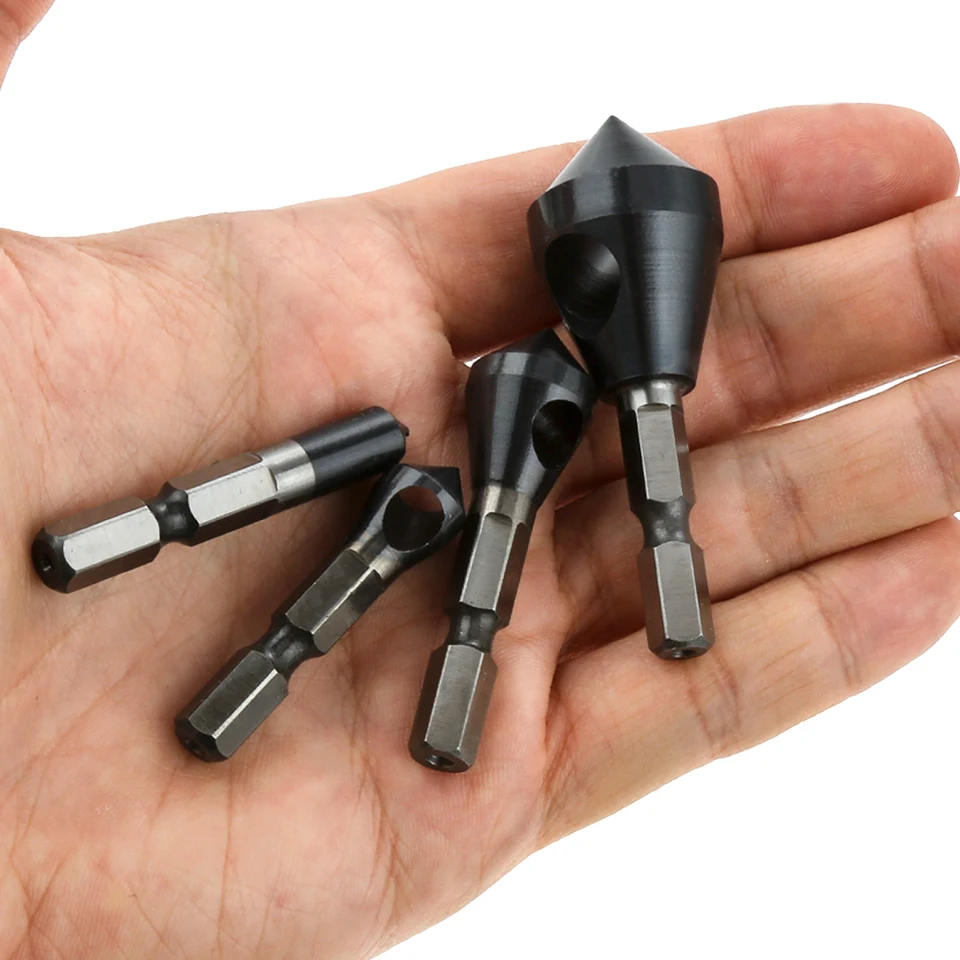 4PCS Cobalt Single-End Countersink Chamfer Tool Set - Heavy-Duty M35 90