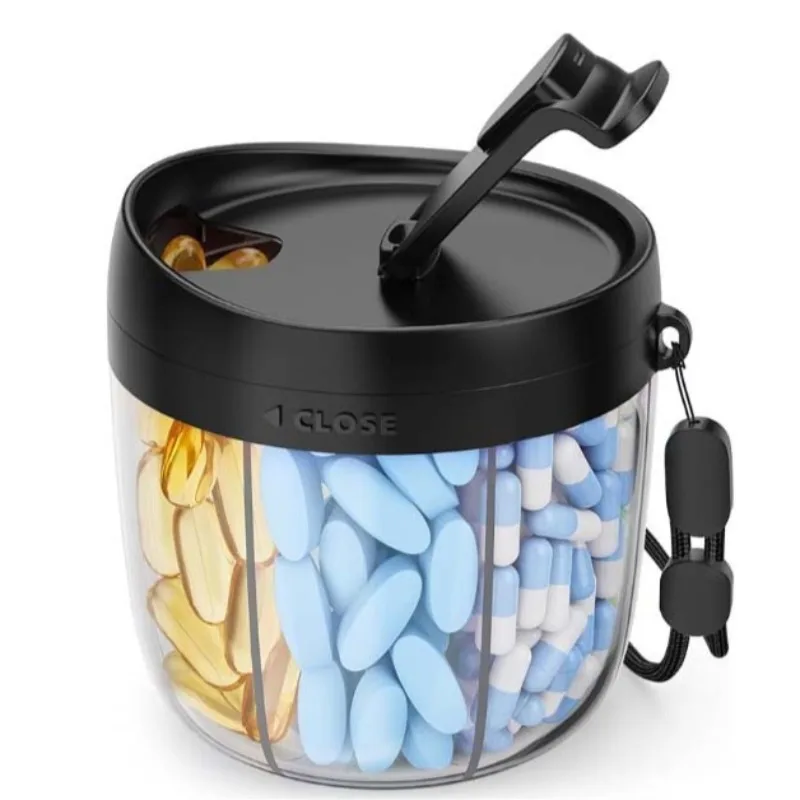 7 Grids Portable Pill Dispenser Bottle Vitamin Organizer Large Capacity Anti Mixing Design Wide Openings Medicine Case Weekly