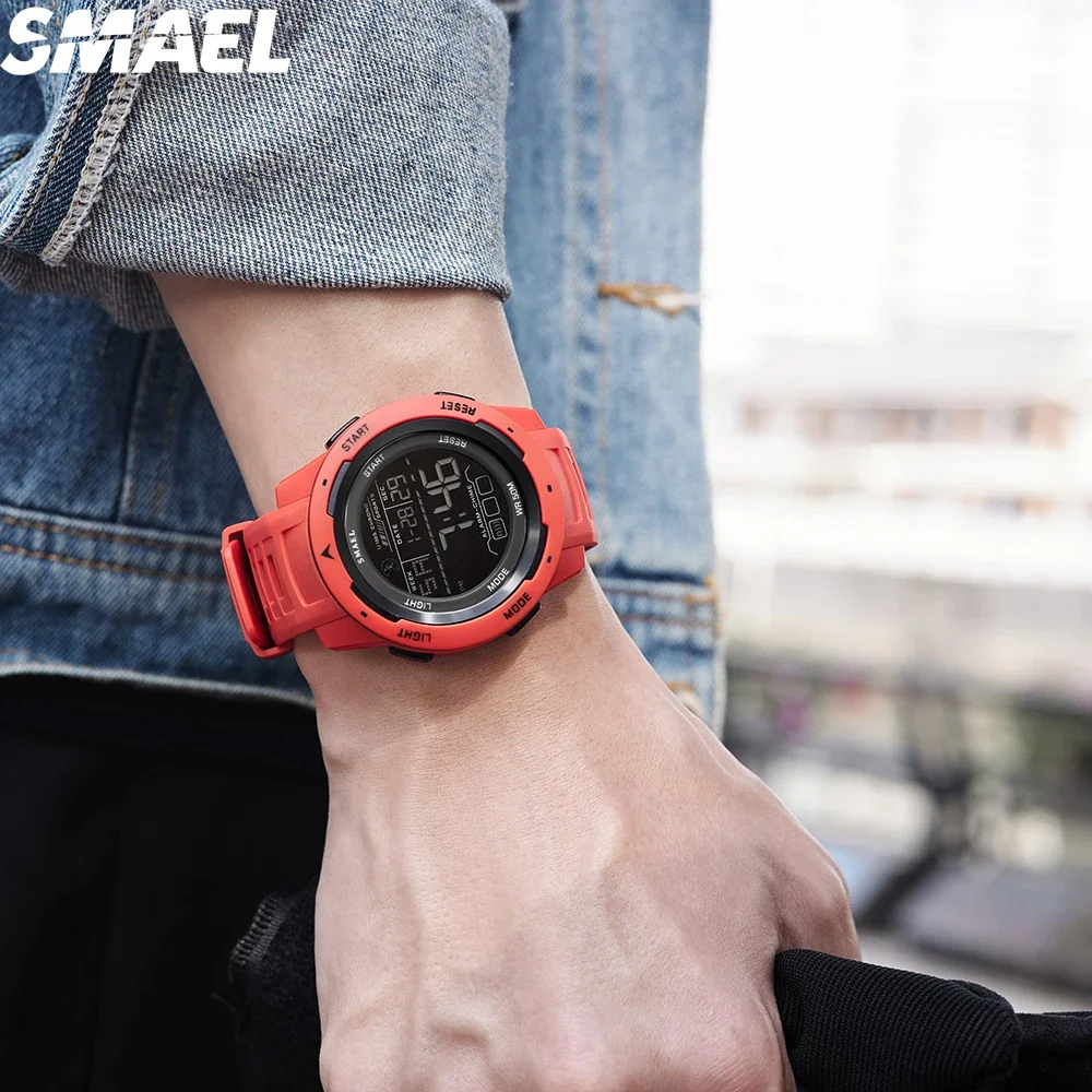 SMAEL 8105 Waterproof Watch Digital Light Stopwatch Watch for Men Digital Watches Sports LED Wristwatches Men's 50m 5