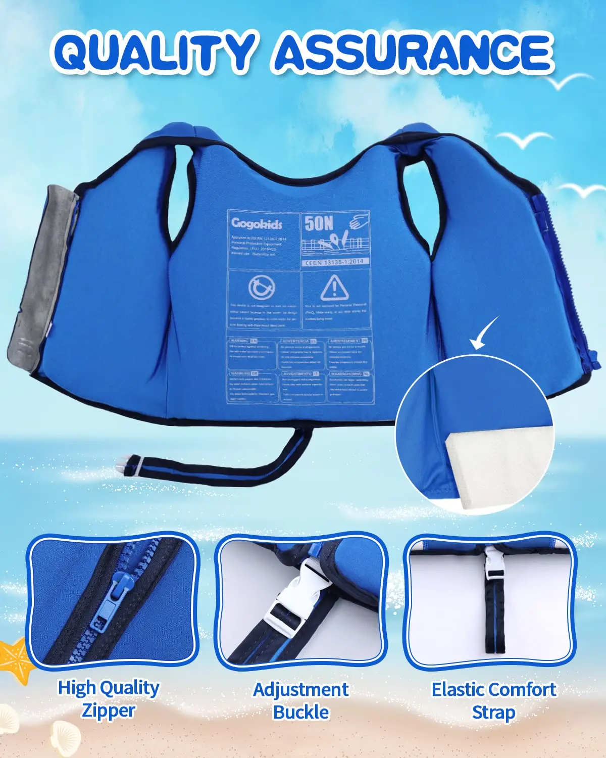 Kids Swim Vest Baby Folat Swim Training Jacket Toddler Buoyancy Swimsuit Swimwear for 2-9 years Kid 6