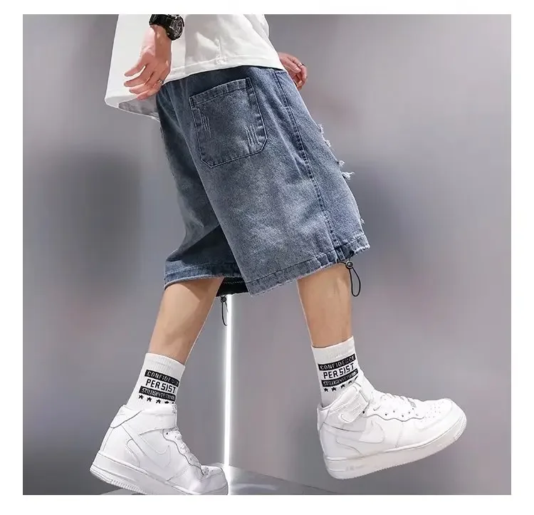 Men's Summer Loose-fit Trendy Denim Shorts American Style Five-point Mid-pants 2023 New Fashion Casual Shorts 20 Sc71e8b018f9f4696a36405aaf624c57bW