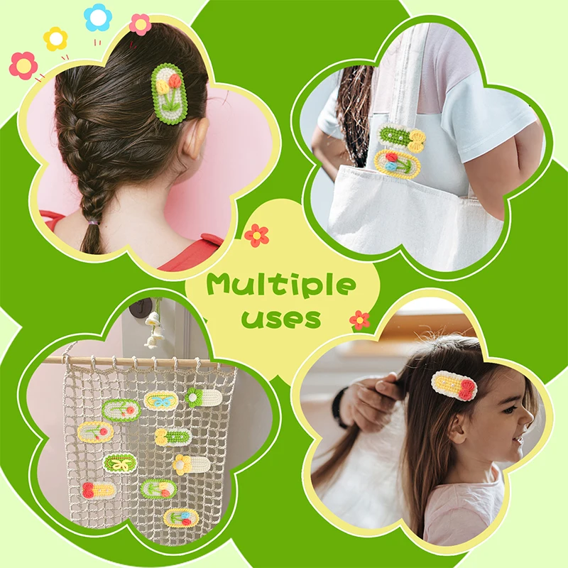 IMZAY Non Finished 10Pcs Hairpins Knitting Material Package Hair Clips Crochet Hook Set With Video Tutorials for DIY Beginners