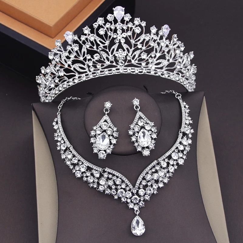 FashionBrideCrownWithNecklaceEarringsSetsforWomenBridal