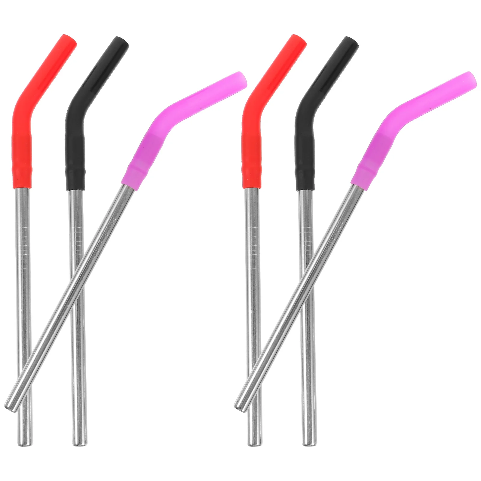 

6 Pcs Stainless Steel Straw Useful Milk Straws Drinking Metal with Silicone Tip Reusable Straight