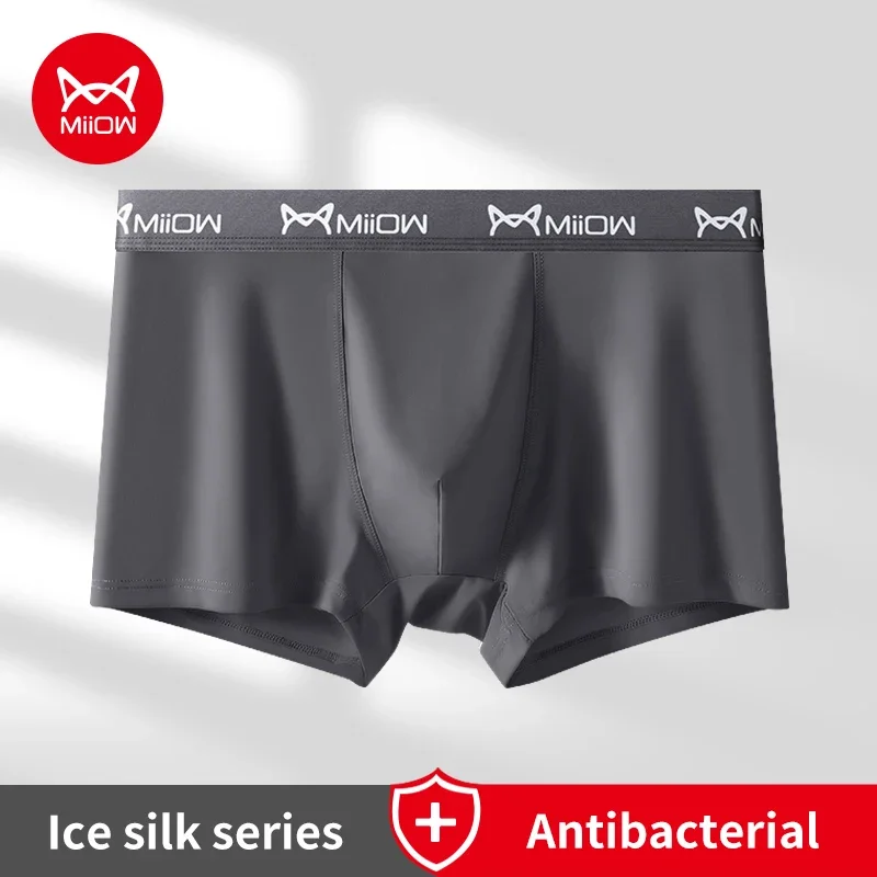 

MiiOW Ice Silk Men Underpants Boxers Shorts 7A Cotton Antibacterial Crotch Man Underwear Men's Panties Sexy Mens Boxers Briefs