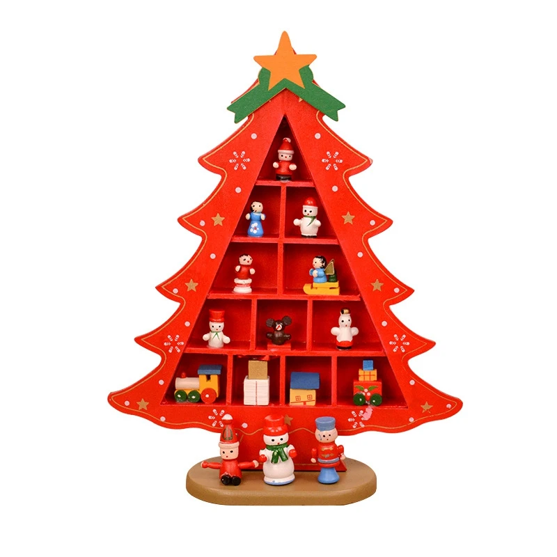 

1 Pieces DIY Wooden Christmas Trees Window Shop Mall Desktop Display Props Ornament Christmas Gift