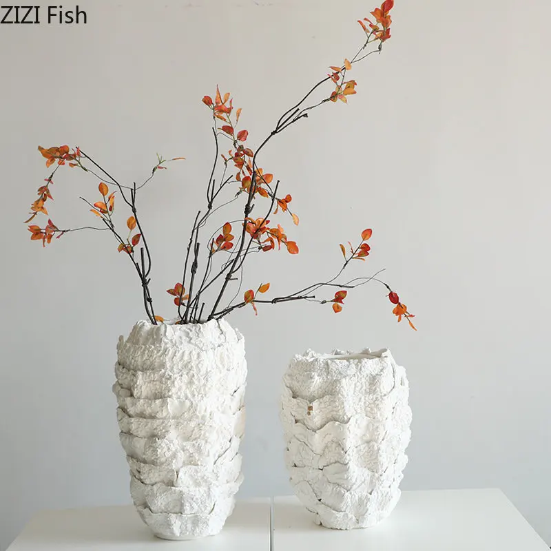 Petal Pleat Decorative Flower Pots Ceramic Vase Desk Decoration Flower