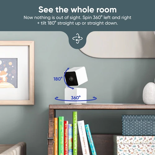 Wyze Cam Pan v3 스마트 보안 카메라, 실내 및 실외, 컬러 나이트 비전, 양방향 오디오, Alexa 및 Google Assistant와 연동, 1080p 3
