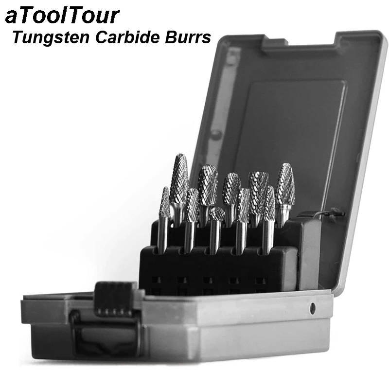 Tungsten Carbide Burrs Set 6mm Shank Double Cut Solid Power Tools Rotary Files Bits for Die Grinder Metal Wood Cutter Milling rotary file burr