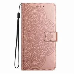 Charming Floral Wallet Phone Case with Card Slots and Protective Cover for Y5P (Rose Gold PG)