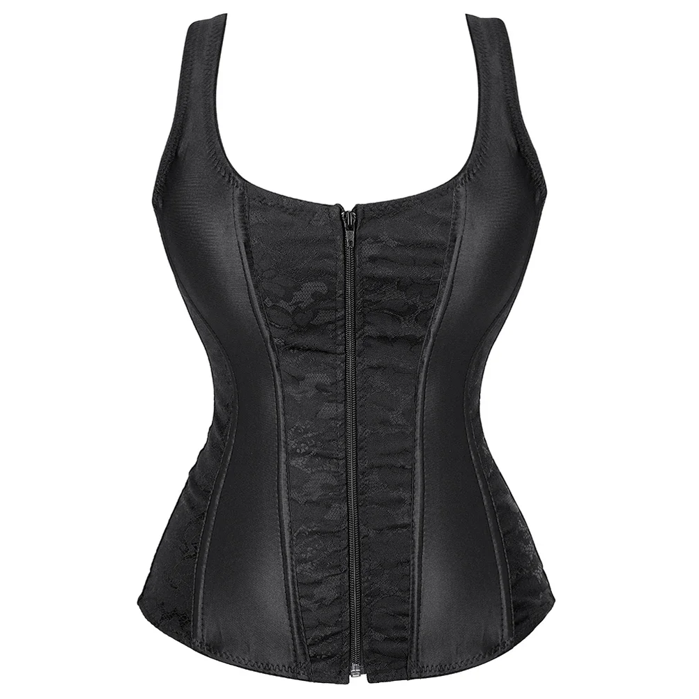 Women's Corset Steampunk Bustier Satin Floral Lace Up Corsets with Long Tulle Skirt Sexy Bachelorette Party Costume Plus Size