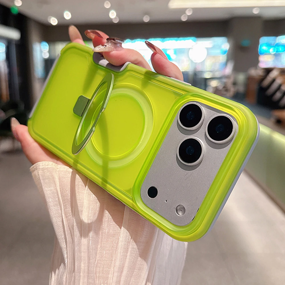 Foldable Magnetic Stand Phone Case - Clear Candy Color with Dual Layer Protection