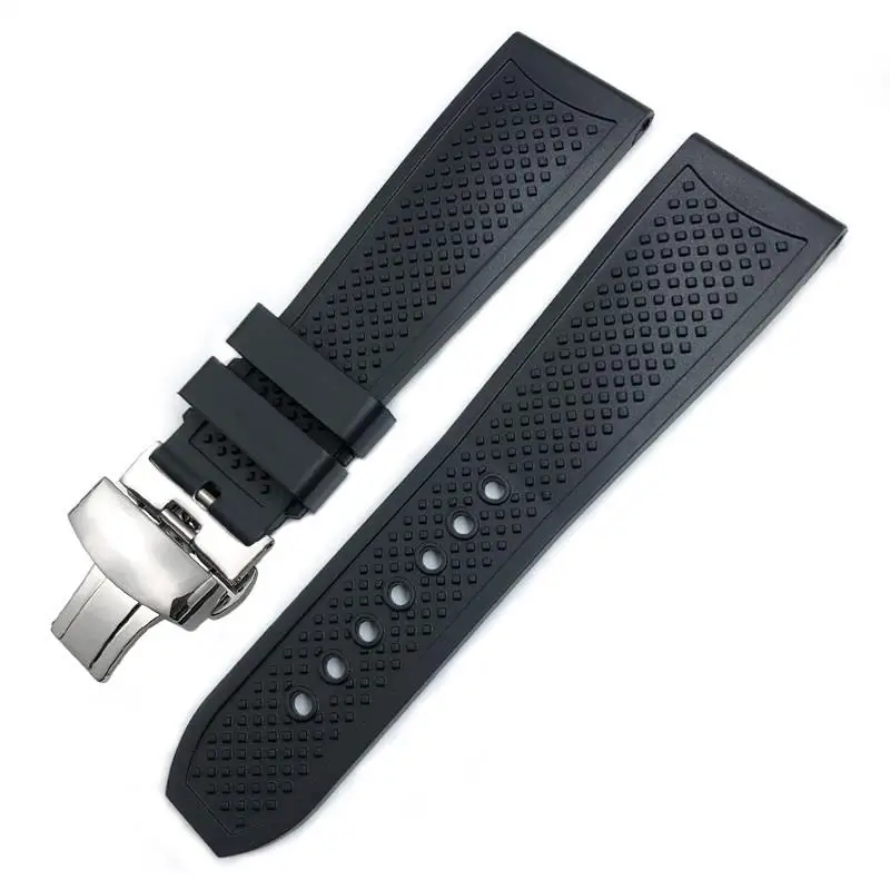 

HAODEE Rubber Silicone Watchband 23mm 24mm 22mm 21mm 20mm for Cartier Calibre London Tank Santos Soft Waterproof Watch Strap