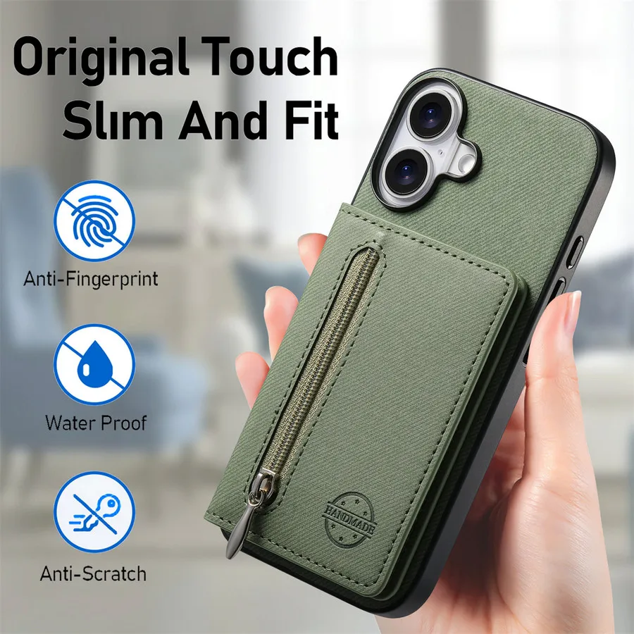 Luxury RFID Blocking Leather Wallet Case with Zipper
