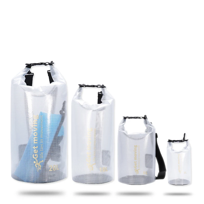Half Transparent Waterproof Swimming Bag Dry Sack 2//5/10/15/20L Floating Dry Gear Bags For Boating Fishing Rafting Swimming