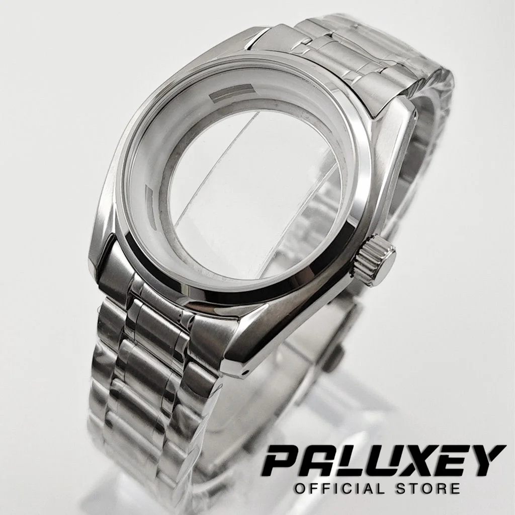 Premium 39.5mm Silver Sapphire Crystal Watch Case with Dial Fit Enhancement