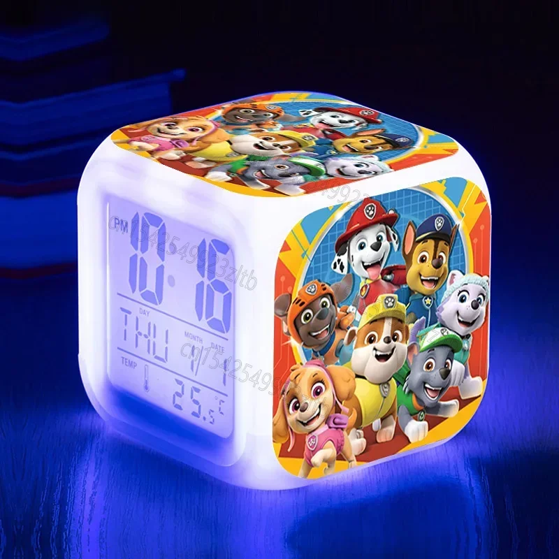 Original Paw Patrol LED Alarm Clock Rescue Puppy Ryder Chase Skye 3D Colorful Luminous Clock Toy for Boy Girl Kids Bedroom Decor