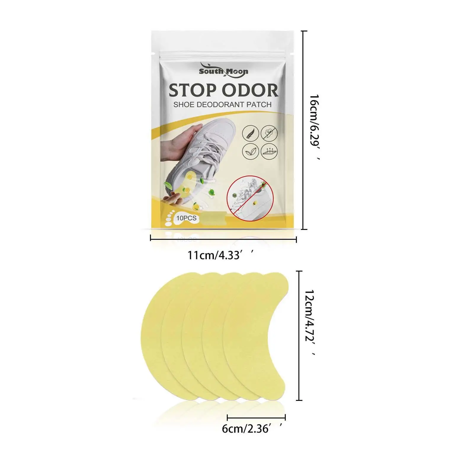 10x Shoes Odor Remover Deodorant Patch Insole Stickers Compact Replacement Shoe Stickers for Running Walking Work Accessories