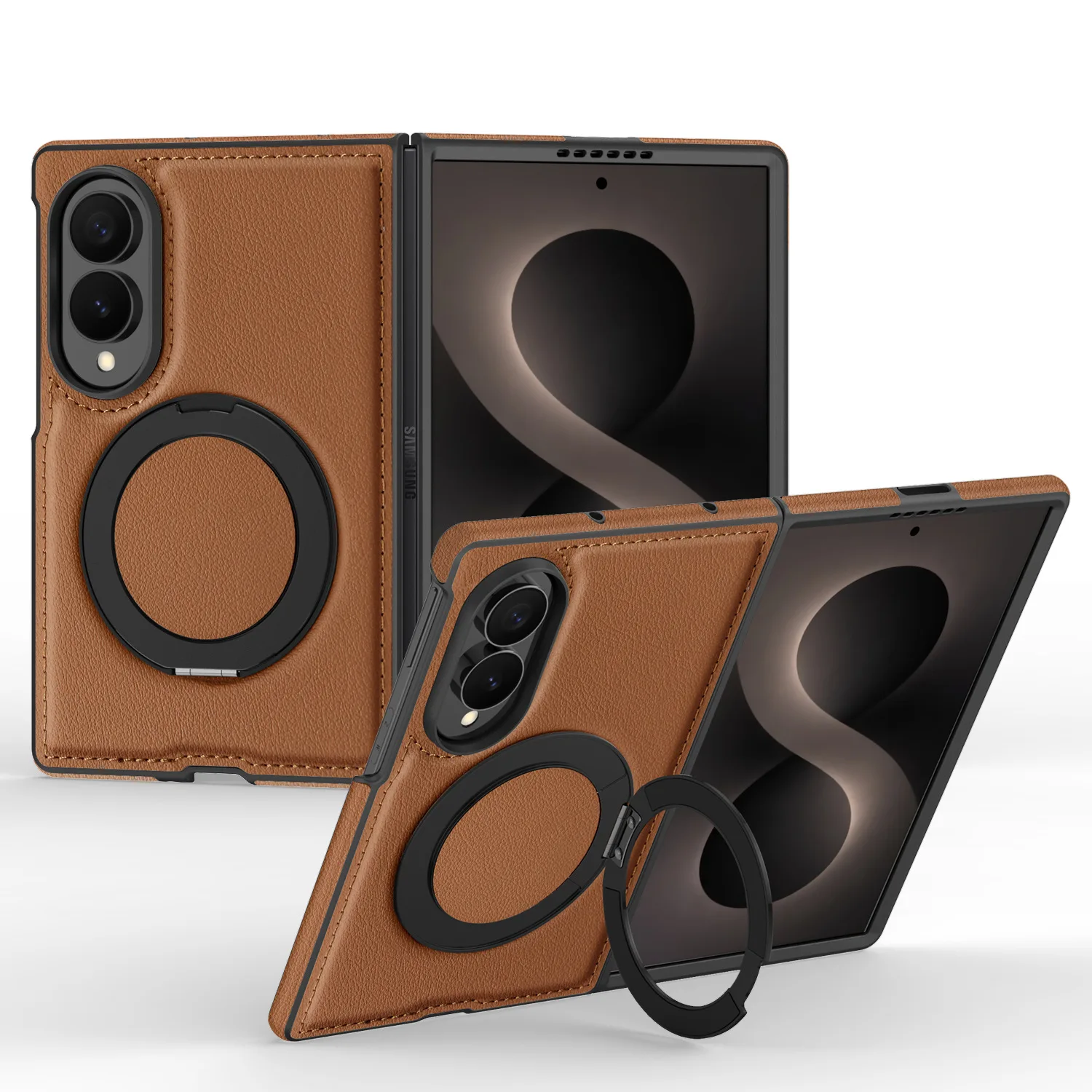 Luxury Leather Texture Rotating Bracket Case with Magnetic Charging Cover