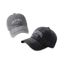 Cotton Retro Vintage Baseball Cap Men Women Denim Embroidered Letters Hat Cotton Soft Top Caps Casual Retro Unisex Hats