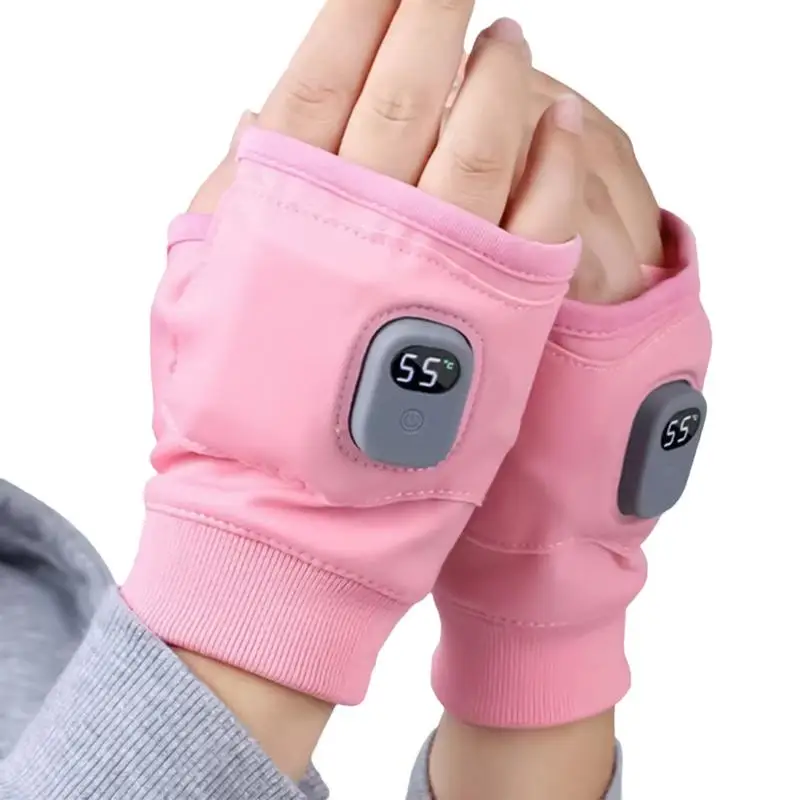 Fingerless Gloves Rechargeable Heated Gloves 360 surround Thermal Heated Gloves Winter Windproof Warm Fingerless for Outdoor Hiking Cycling fingerless gloves thermal gloves