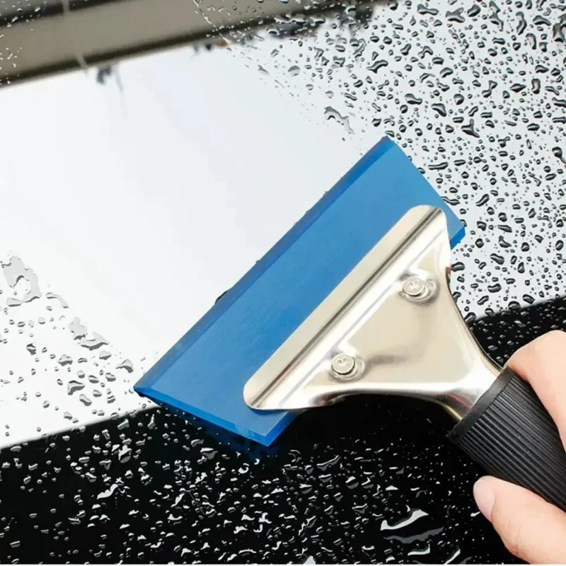 BlueMax Rubber Scraper Blades Shovel Handle Window Tint Glass Wash Cleaning Tool Carbon Film Wrapping Car Squeegee 1pc window cleaning tool