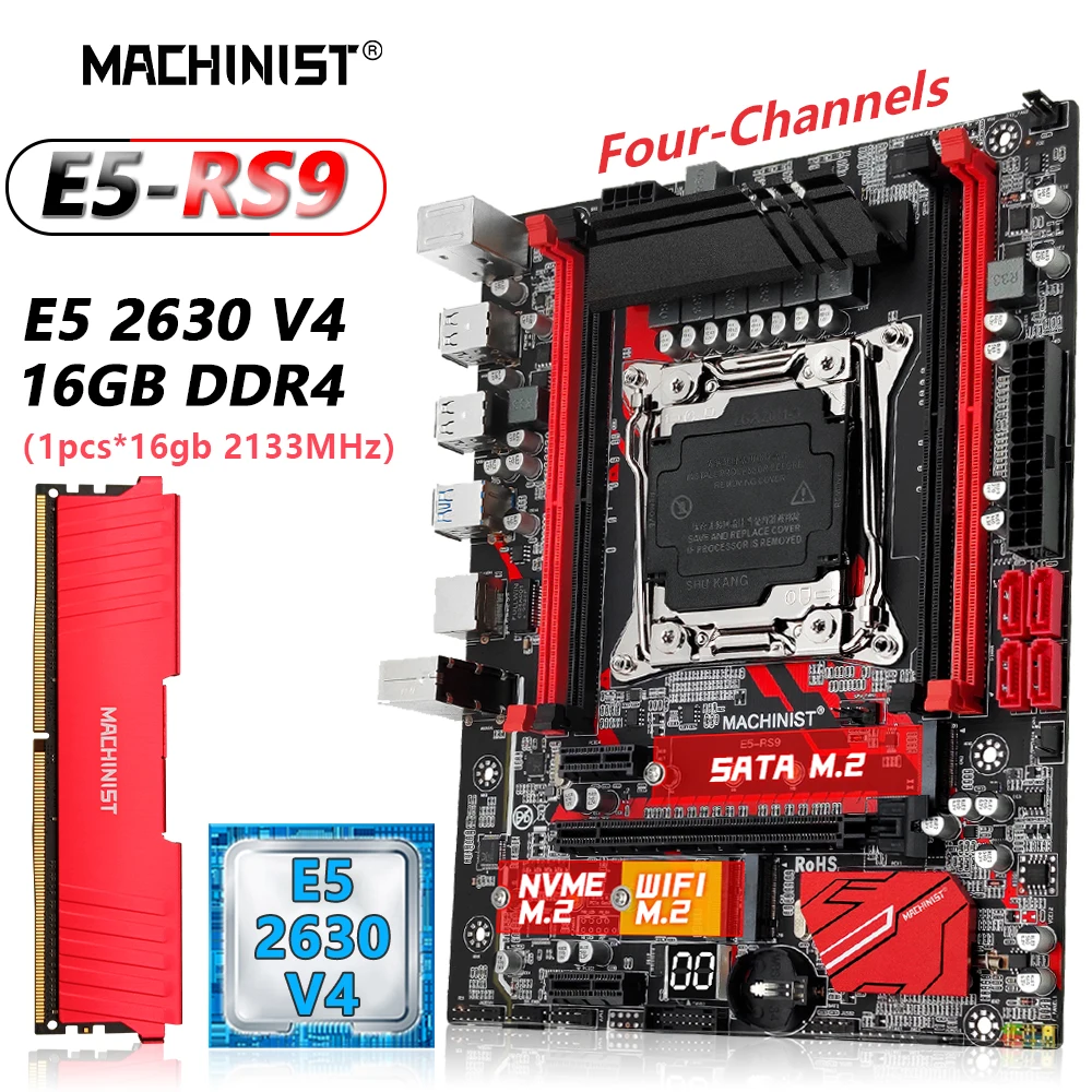 

MACHINIST X99 комплект материнской платы LGA 2011-3 Xeon E5 2630 V4 процессор ЦП DDR4 16 Гб ОЗУ память NVME M.2 четырехканальный RS9