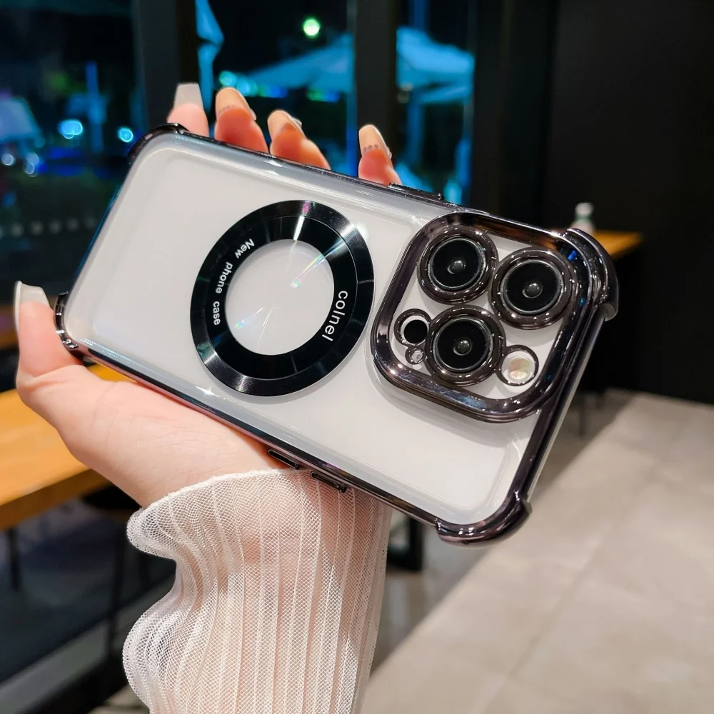 Enhanced Plating Magnetic Wireless Charging Shockproof TPU Protective Case