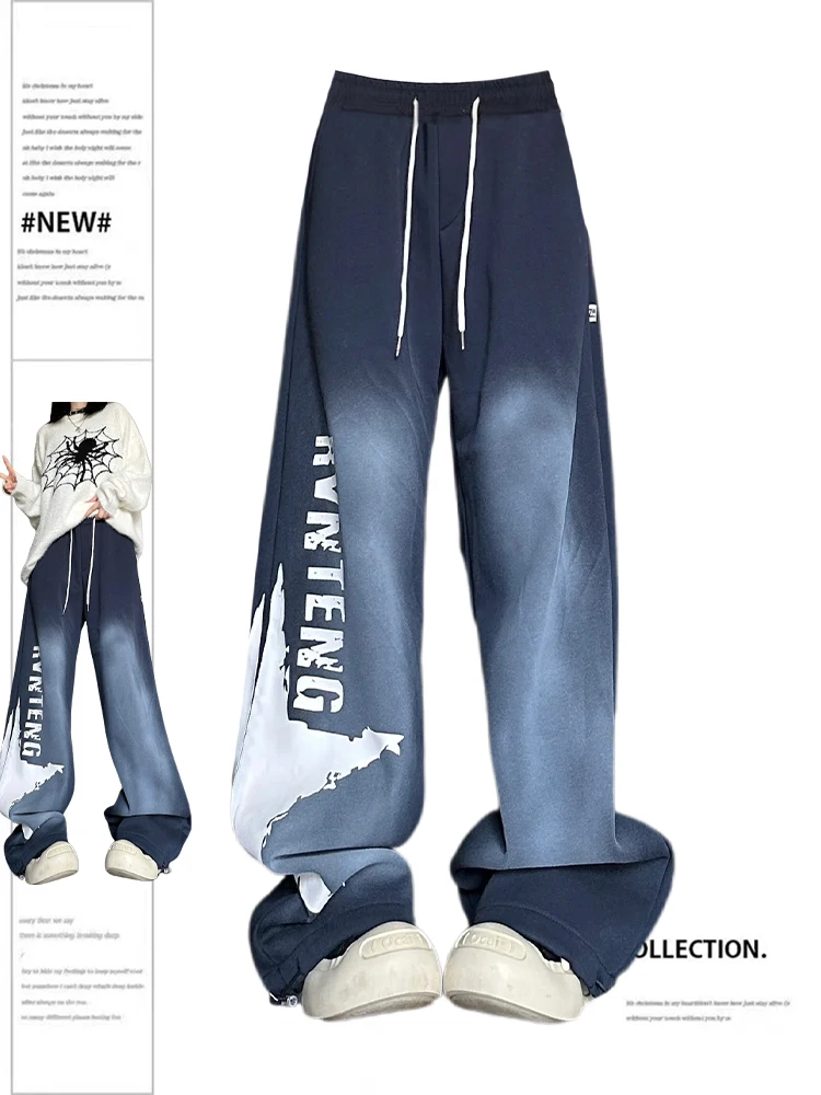 Women's Graphic Print Oversize Sweatpants Y2k Retro 2000s High Waist Baggy  Jogger Trouser Harajuku Streetwear Wide Pants Clothes