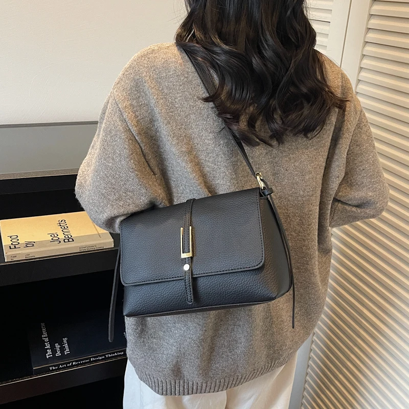 Umschlag Tasche Frauen Mode Unterarm Handtasche Solide Pu Leder Schulter Messenger Tasche Damen Elegante Achselhöhle Geldbörse Einfache Flap Bag – Detail 7