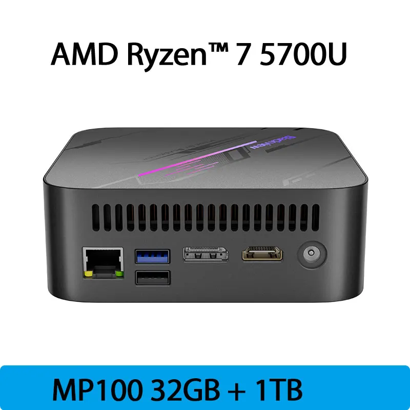 Ryzen Mini PC, AMD Ryzen 7 5700U 32GB RAM 1TB PCIe SSD Mini Destop