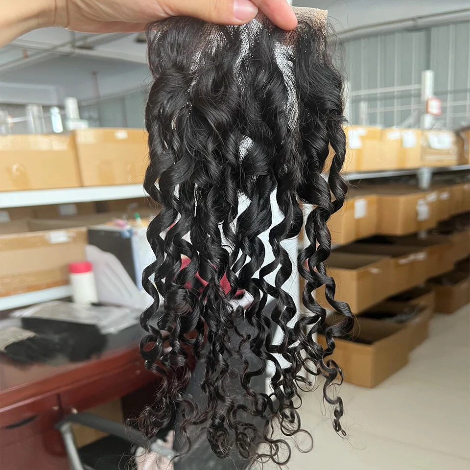 12-20 Zoll Pixie Curly Echthaar Lace Frontal Closure 4X4 Transparenter Lace Closure Vorgezupft Pixie Curly 13x4 Lace Frontal – Detail 7